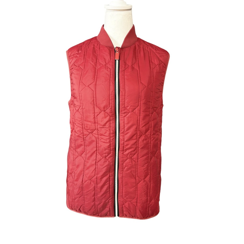 Hunter Vest Womens Medium Red Quilted Taffeta Full Zip Pockets Original Sample